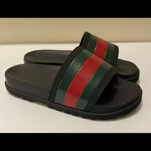 Gucci  Mens Web Rubber Slides 6M?? Gucci | Shoes | Gucci Mens Web Rubber Slides 6m | Poshmark main image 2